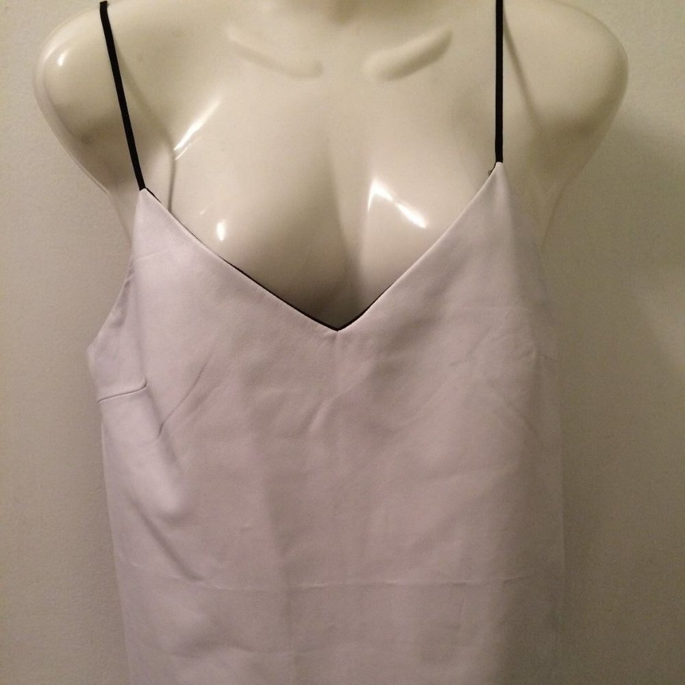 NWT BY CHANCE BRAND WHITE LEATHER CAMI TOP W BLACK BACK SIZE M